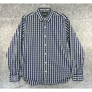 Bonobos Shirt Men Large Slim Fit Button Up Long Sleeve Gray Blue Plaid Check